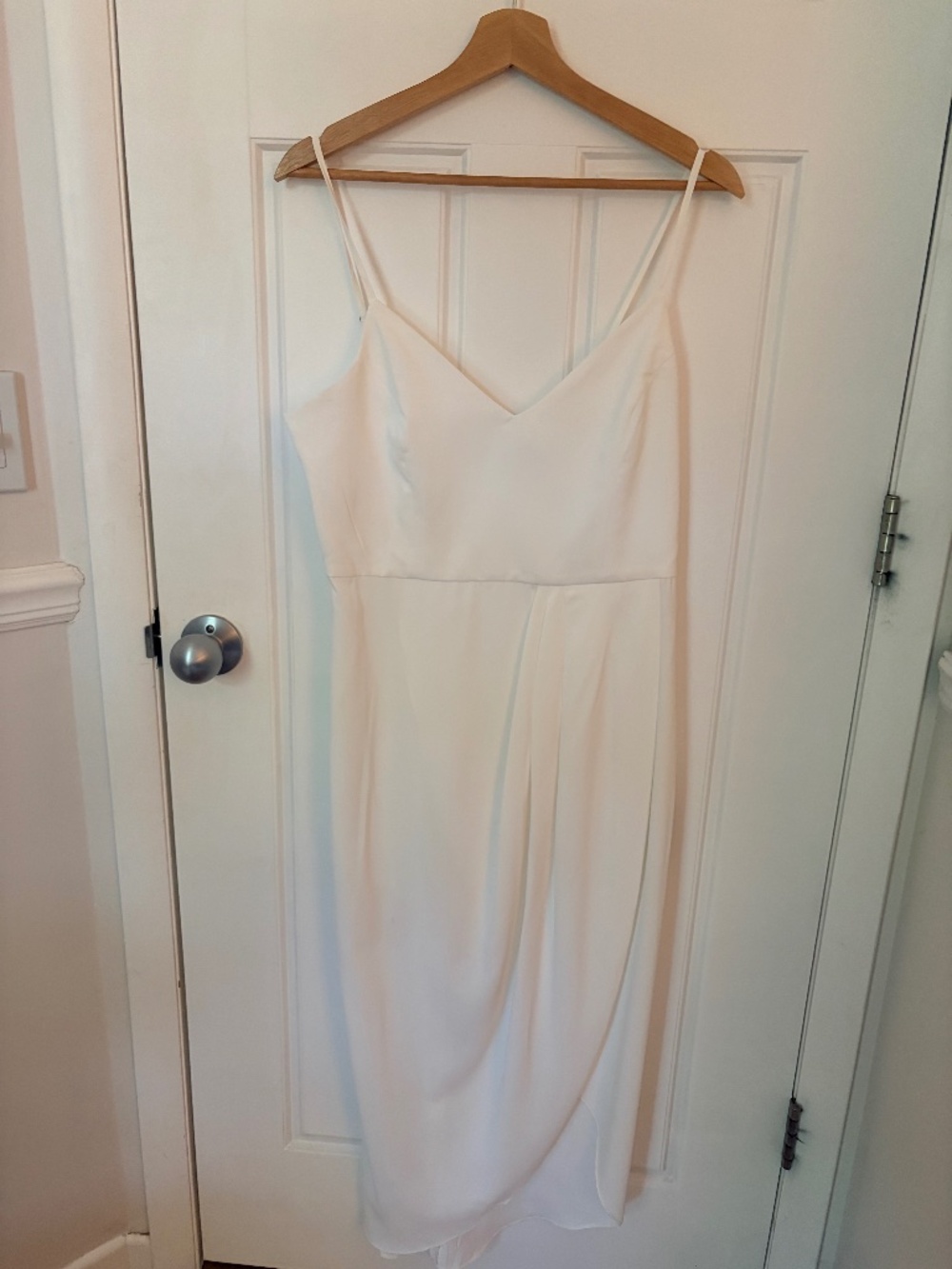 Lulus Reinette White High-Low Midi Dress NWT | Bridal Shower Wedding Size L